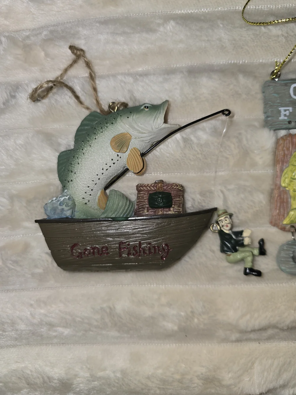 set of 3  Fishing Christmas Ornaments